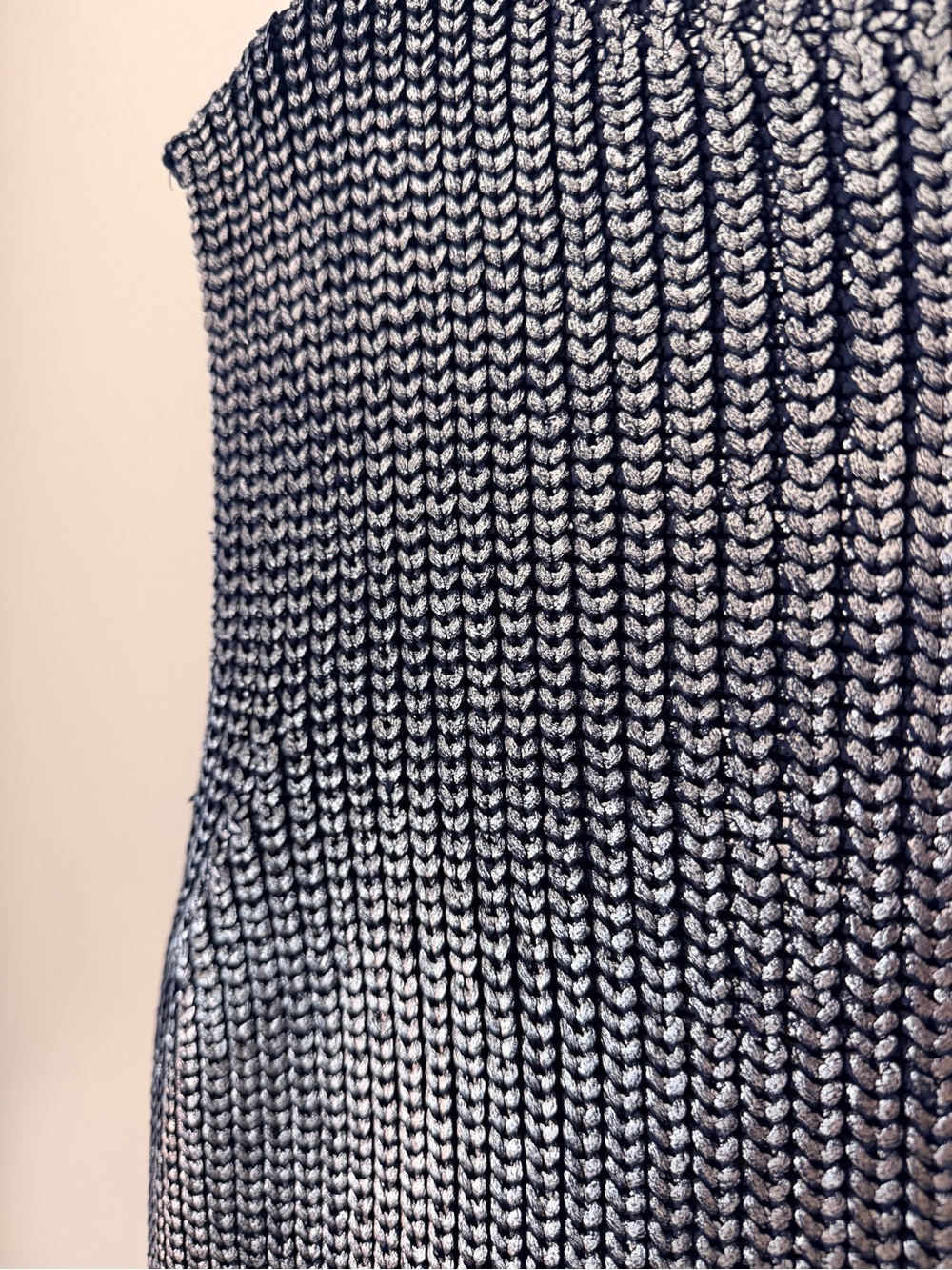 Pilcro Oversized Foil Sweater Vest Size L Blue & Silver Statement Anthropologie - Picture 9 of 14